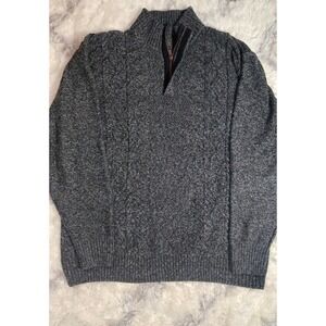 Outpost Makers Gray Cable-Knit 1/4 Zip Mock Neck Sweater Men's XL